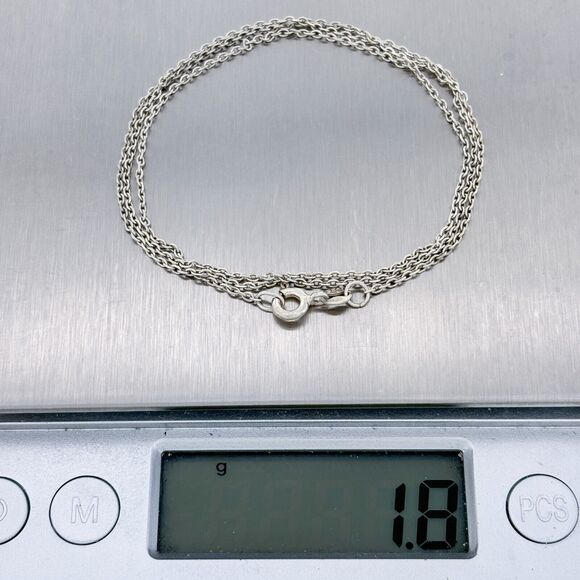 Vintage Sterling Silver 925 1.2mm Delicate Cable Chain Necklace 18" - Picture 3 of 3